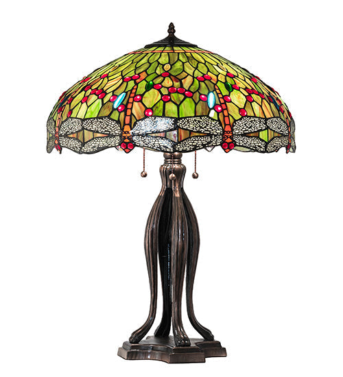 Meyda 30" High Tiffany Hanginghead Dragonfly Table Lamp - 109607