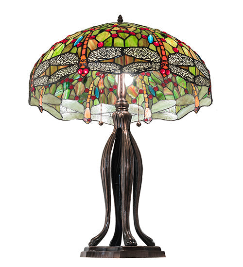 Meyda 30" High Tiffany Hanginghead Dragonfly Table Lamp - 109607