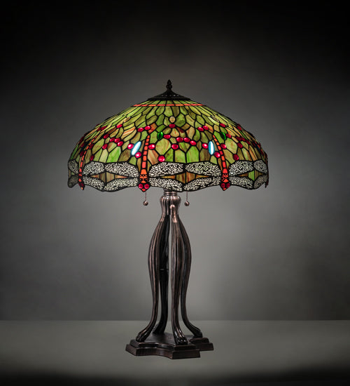 Meyda 30" High Tiffany Hanginghead Dragonfly Table Lamp - 109607