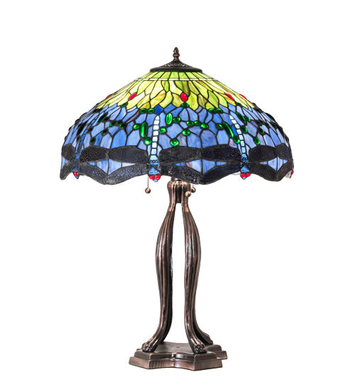 Meyda 33" High Tiffany Hanginghead Dragonfly Table Lamp- 109609