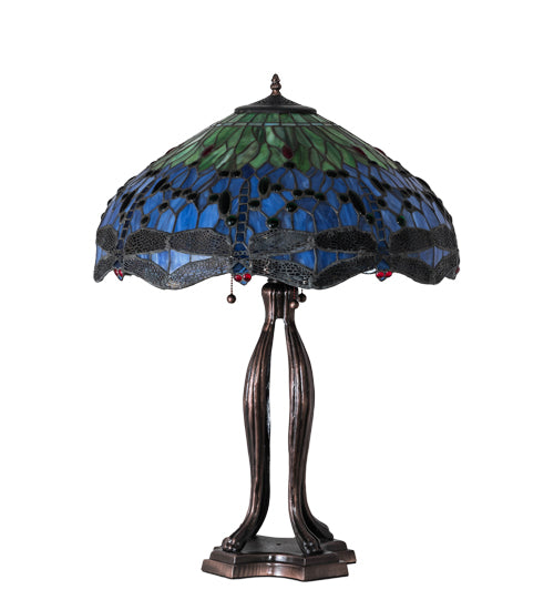 Meyda 33" High Tiffany Hanginghead Dragonfly Table Lamp- 109609