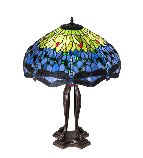 Meyda 33" High Tiffany Hanginghead Dragonfly Table Lamp- 109609