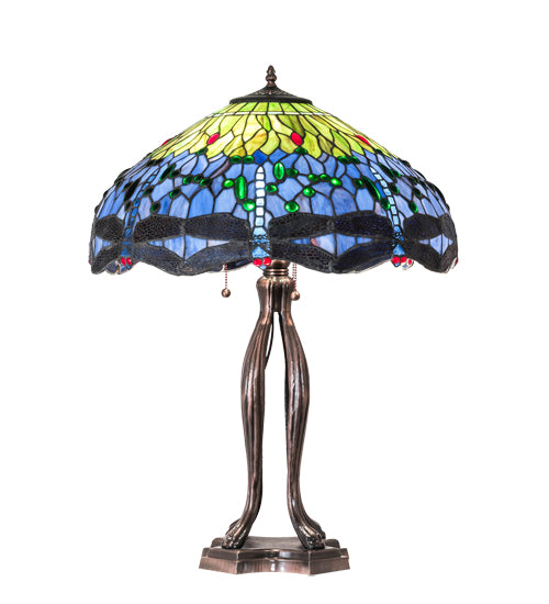 Meyda 33" High Tiffany Hanginghead Dragonfly Table Lamp- 109609