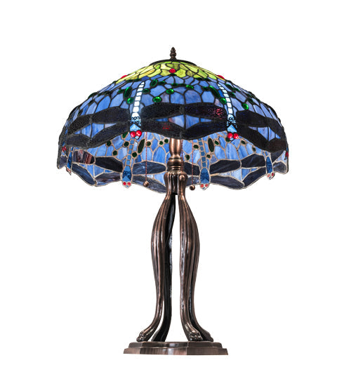 Meyda 33" High Tiffany Hanginghead Dragonfly Table Lamp- 109609