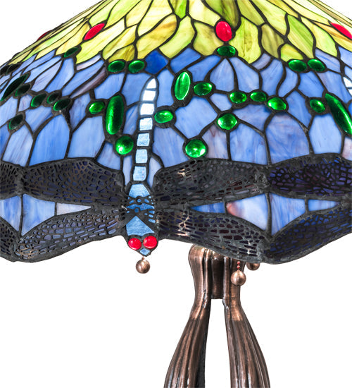 Meyda 33" High Tiffany Hanginghead Dragonfly Table Lamp- 109609