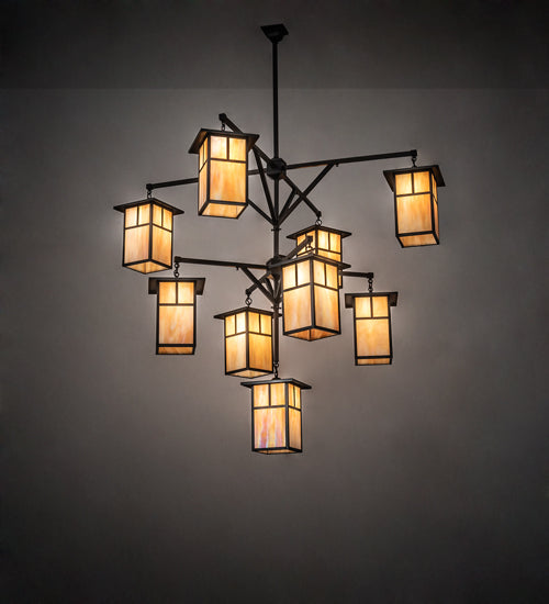 Meyda 64" Wide Hyde Park T Mission 9 Light Hanging Lantern Chandelier '110802