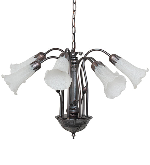 Meyda  24" Wide White Tiffany Pond Lily 7 LT Chandelier '11621