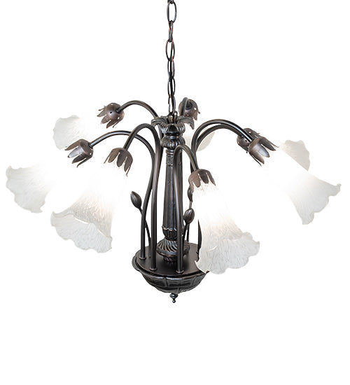 Meyda  24" Wide White Tiffany Pond Lily 7 LT Chandelier '11621