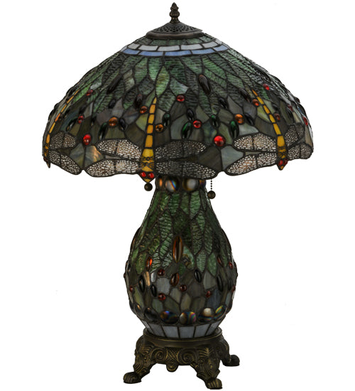 Meyda 25"H Tiffany Hanginghead Dragonfly Lighted Base Table Lamp '118845