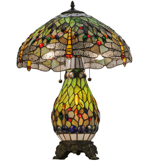 Meyda 25"H Tiffany Hanginghead Dragonfly Lighted Base Table Lamp '118845