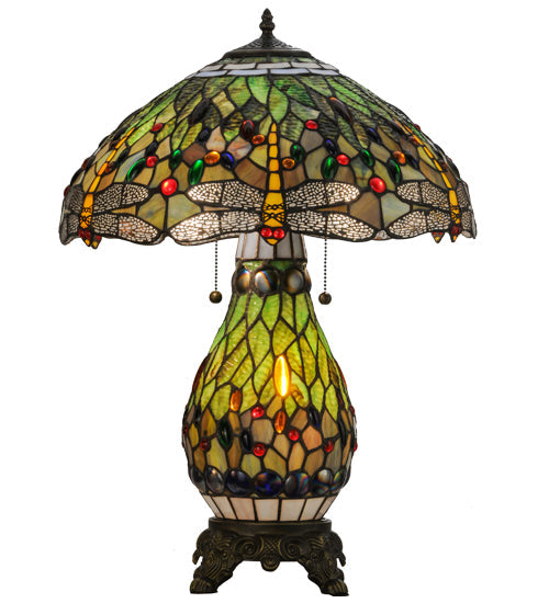 Meyda 25"H Tiffany Hanginghead Dragonfly Lighted Base Table Lamp '118845