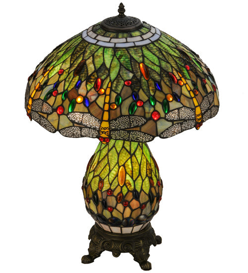 Meyda 25"H Tiffany Hanginghead Dragonfly Lighted Base Table Lamp '118845