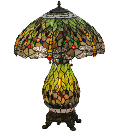 Meyda 25"H Tiffany Hanginghead Dragonfly Lighted Base Table Lamp '118845