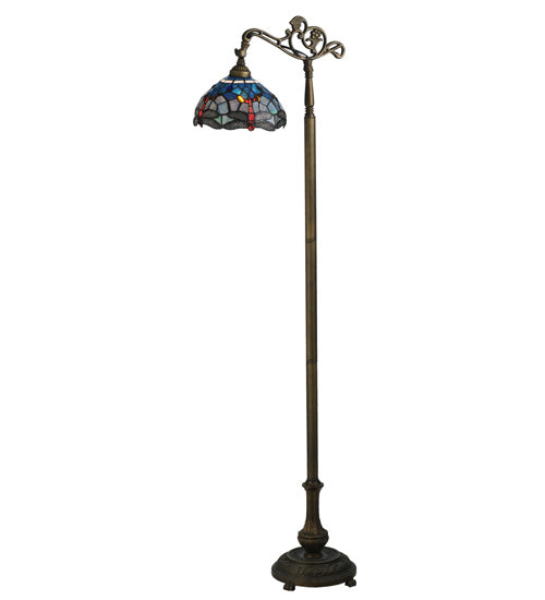 Meyda 60.5"H Tiffany Hanginghead Dragonfly Bridge Arm Floor Lamp '119648