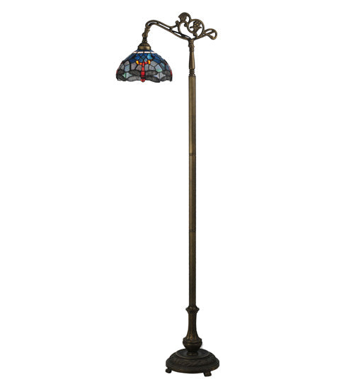 Meyda 60.5"H Tiffany Hanginghead Dragonfly Bridge Arm Floor Lamp '119648