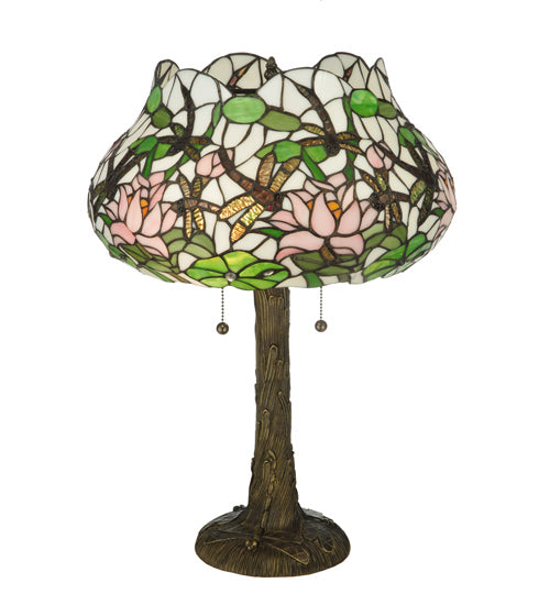 Meyda 22.5"H Dragonfly Flower Table Lamp '125091