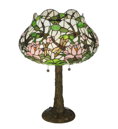 Meyda 22.5"H Dragonfly Flower Table Lamp '125091