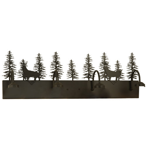 Meyda 33"W Deer through the Trees 4 LT Vanity Light '126280