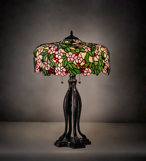 Meyda 30" High Tiffany Cherry Blossom Table Lamp- 126749