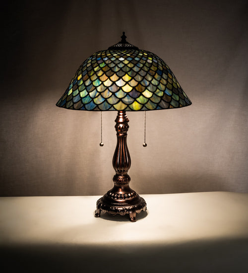 Meyda 22" High Tiffany Fishscale Table Lamp- 132148