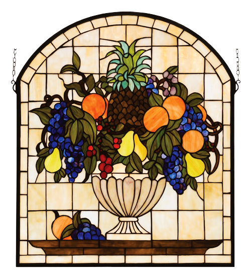 Meyda 25"W X 29"H Fruitbowl Stained Glass Window 13297