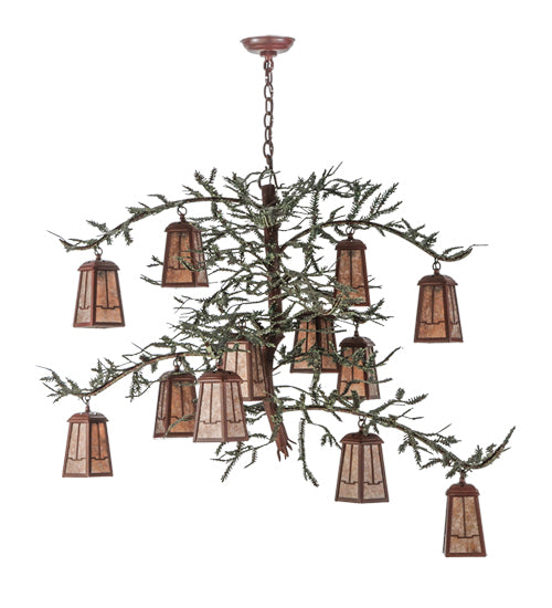 Meyda 52"W Pine Branch Valley View 12 LT Chandelier- 140897