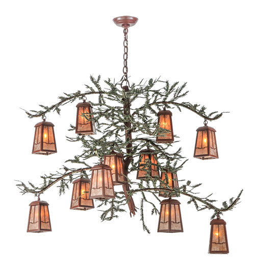 Meyda 52"W Pine Branch Valley View 12 LT Chandelier- 140897