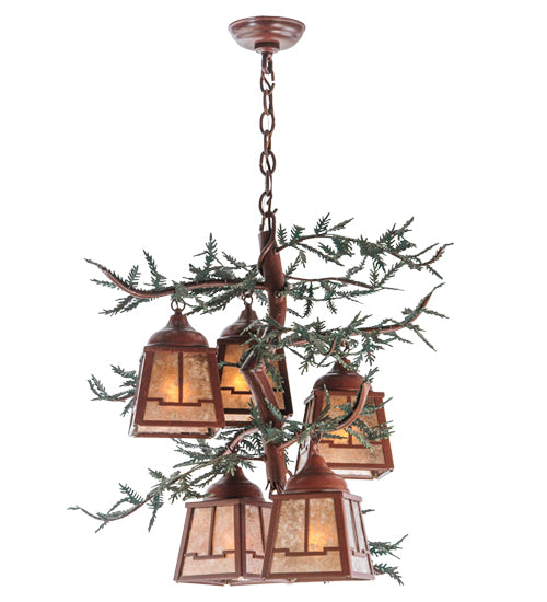 Meyda 28"w Pine Branch Valley View 5 Lt Chandelier - 142072