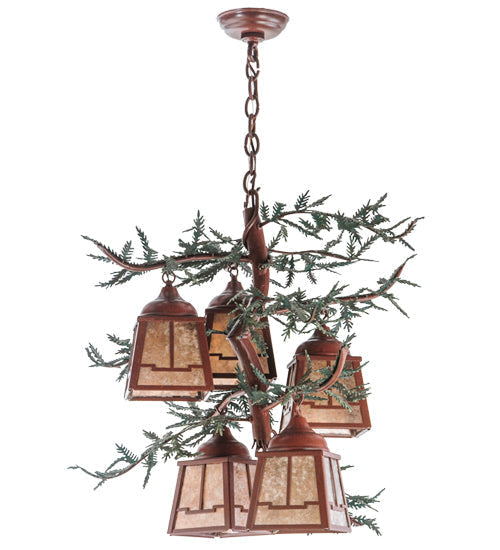 Meyda 28"w Pine Branch Valley View 5 Lt Chandelier - 142072