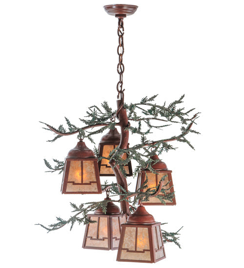 Meyda 28"w Pine Branch Valley View 5 Lt Chandelier - 142072