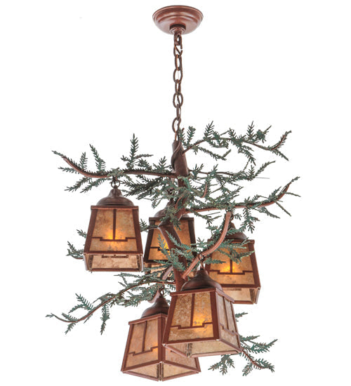 Meyda 28"w Pine Branch Valley View 5 Lt Chandelier - 142072