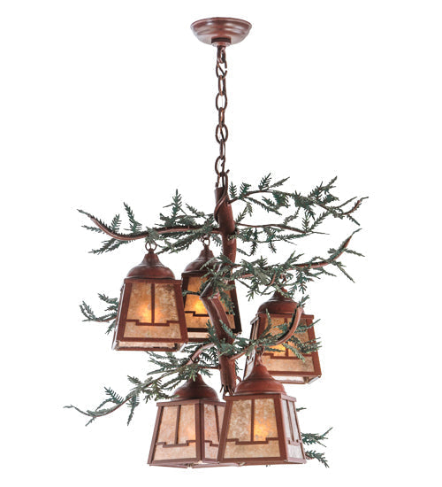 Meyda 28"w Pine Branch Valley View 5 Lt Chandelier - 142072