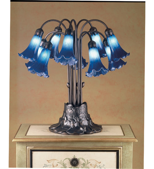 Meyda 22"H Blue Pond Lily 10 LT Table Lamp '14397