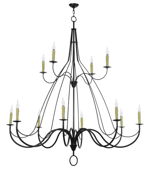 Meyda 68" Wide Bell 12 Light Two Tier Chandelier- 146889