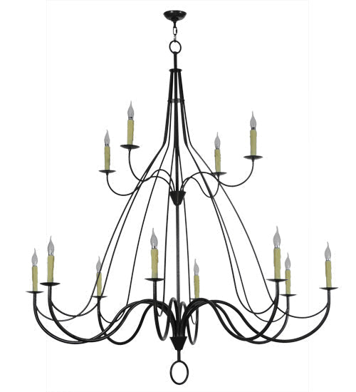 Meyda 68" Wide Bell 12 Light Two Tier Chandelier- 146889