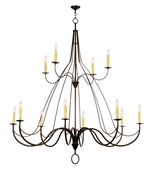 Meyda 68" Wide Bell 12 Light Two Tier Chandelier- 146889