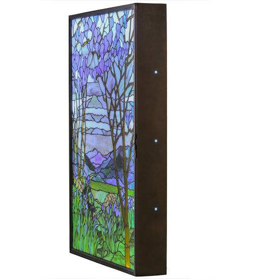 Meyda 30"w Tiffany Magnolia & Iris Stained Glass Lighted Window - 151565