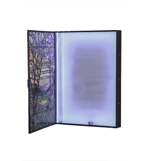 Meyda 30"w Tiffany Magnolia & Iris Stained Glass Lighted Window - 151565