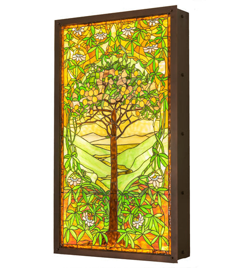 Meyda 30"w Tiffany Tree Of Life Stained Glass Lighted Window- 152459