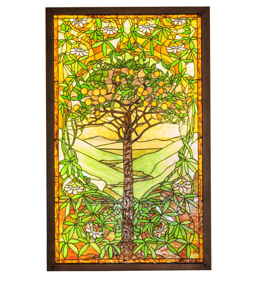 Meyda 30"w Tiffany Tree Of Life Stained Glass Lighted Window- 152459