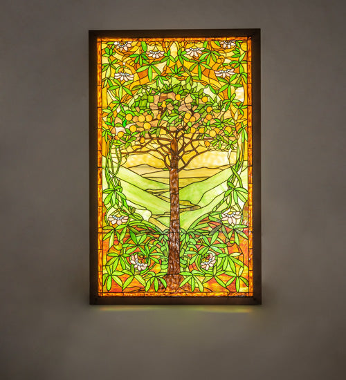 Meyda 30"w Tiffany Tree Of Life Stained Glass Lighted Window- 152459