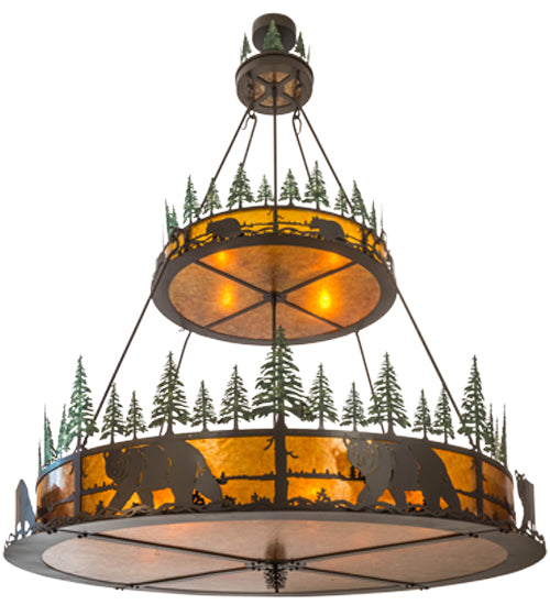 Meyda 72" Wide Bear in the Woods Two Tier Inverted Pendant '154616