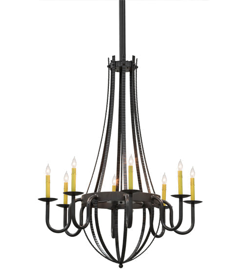 Meyda 38" Wide Barrel Stave Metallo 8 Light Chandelier '155819