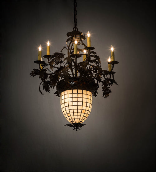 Meyda 28" Wide Greenbriar Oak 9 Arm Chandelier '158685