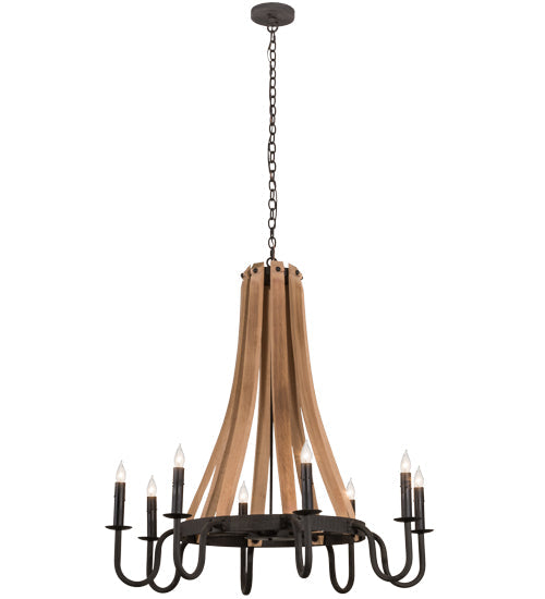 Meyda 42"W Barrel Stave Madera 8 LT Chandelier '160700