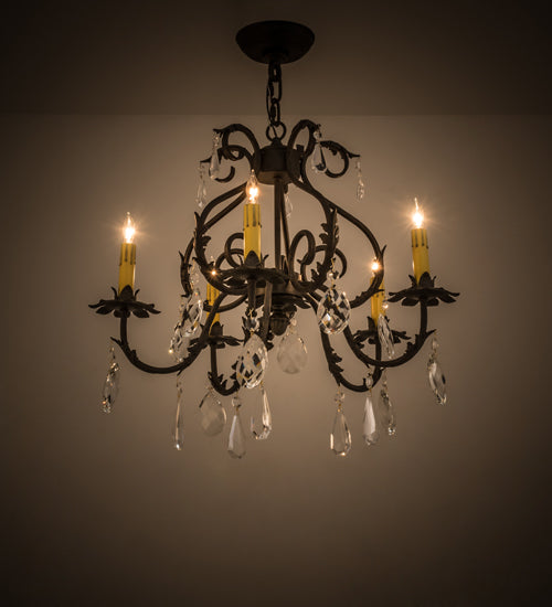 Meyda 24" Wide Chantilly 5 Light Chandelier- 173175