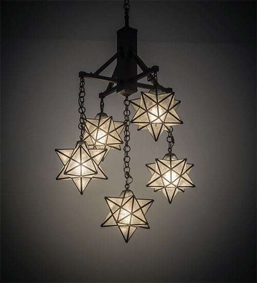 Meyda 30"W Moravian Star 5 LT Chandelier '184367