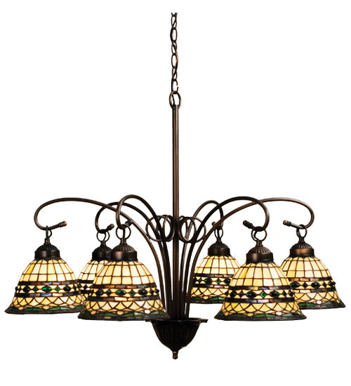 Meyda 31"W Tiffany Roman 6 LT Chandelier '18528