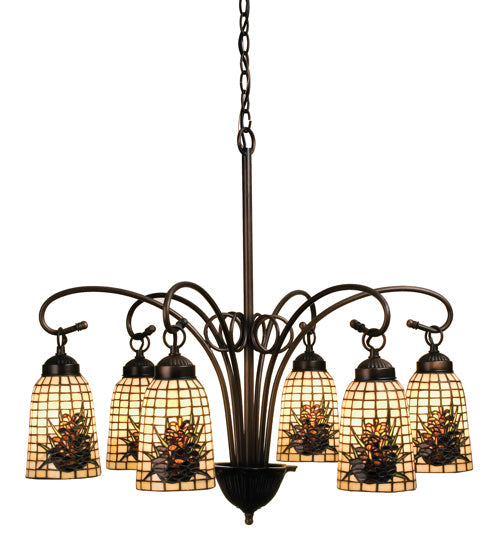 Meyda 28" Wide Pine Barons 6 LT Chandelier 18669