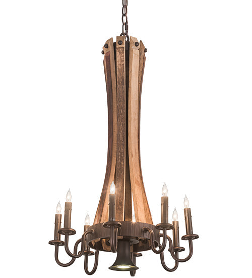 Meyda 20"W Barrel Stave Madera 8 LT Chandelier 191707